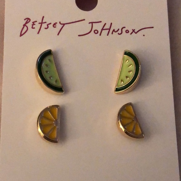 Betsey Johnson Gold Tone Lemon & Lime Wedge Stud Earring Set NWT - Picture 5 of 13